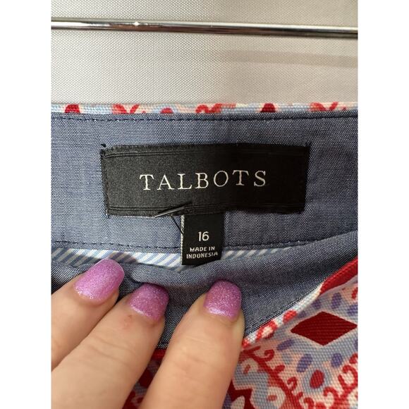 Talbots Mini Skirt Womens Sz 16 Cottagecore Geometric Red White Blue July 4th - Picture 4 of 9